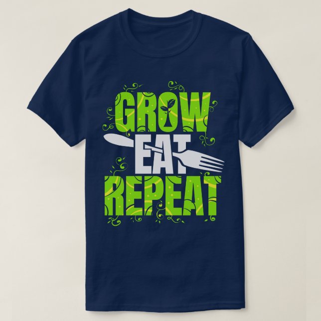 Camiseta Crecer Comer Repitiendo Vegetario Vegetario (Diseño del anverso)