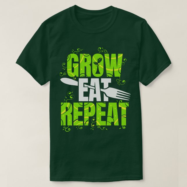 Camiseta Crecer Comer Repitiendo Vegetario Vegetario (Diseño del anverso)