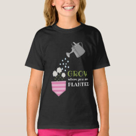 Camiseta Crecer donde te plantan inspirador de bolsillo