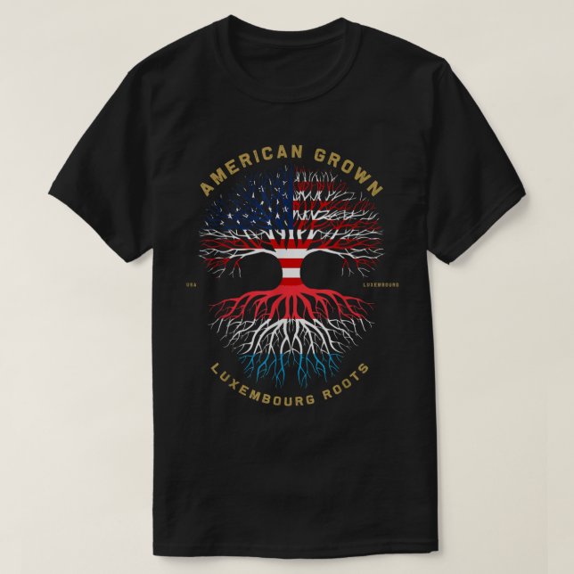 Camiseta Crecer estadounidense con la bandera del árbol raí (Diseño del anverso)