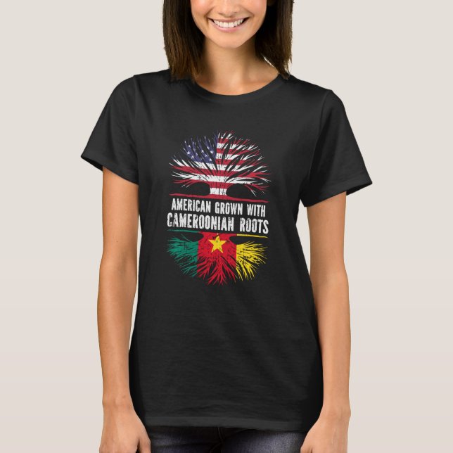 Camiseta Crecer estadounidense con raíces camerunesas (Anverso)