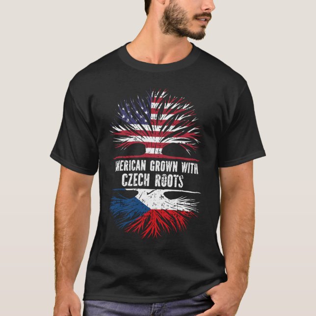Camiseta Crecer estadounidense con raíces checas bandera de (Anverso)