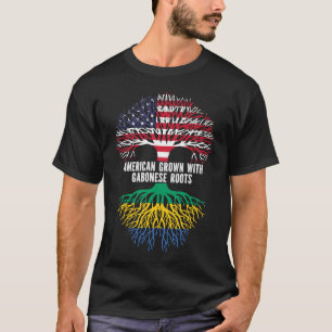 Camiseta Crecer estadounidense con raíces gabonesas bandera