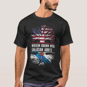 Camiseta Crecer estadounidense con raíces gallegas bandera