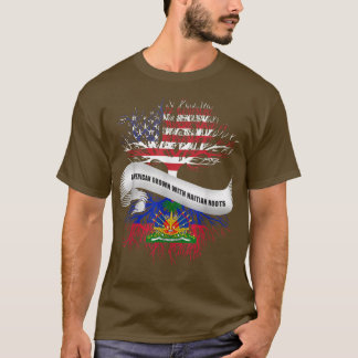 Camiseta Crecer estadounidense con raíces haitianas Haití T