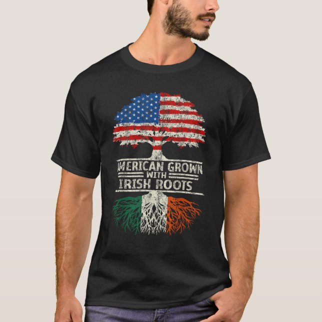 Camiseta Crecer estadounidense con raíces irlandesas bander (Anverso)