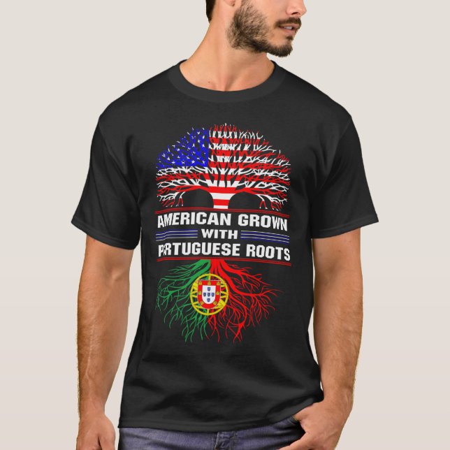 Camiseta Crecer estadounidense con raíces portuguesas en ca (Anverso)