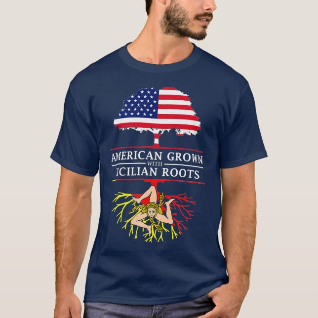 Camiseta Crecer estadounidense con raíces sicilianas (Anverso)