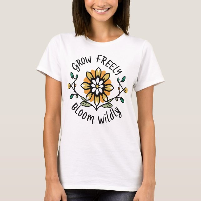 Camiseta Crecer libremente en flor (Anverso)
