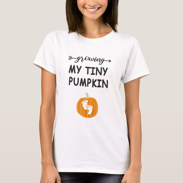Camiseta Crecer Mi Pequeña Calabaza Embarazo Acción de Grac (Anverso)