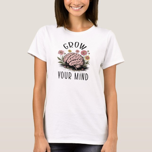 Camiseta Crecer Tu Mente, Mente Floral (Anverso)
