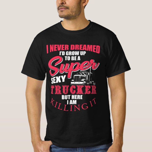 Camiseta Crecía Para Ser Un Regalo De Arte De Camionero Par (Anverso)