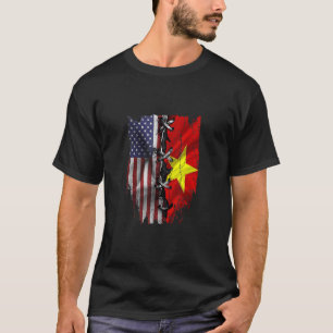 Camiseta Crecido Americano Raíces Vietnamitas Bandera De EE