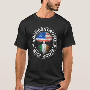Camiseta Crecido en América Raíces Irlandesas Bandera de EE