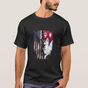 Camiseta Crecido en América Raíces Nepalesas Bandera de Est