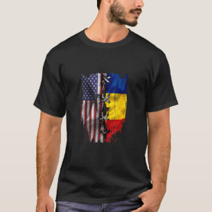 Camiseta Crecido en Estados Unidos con Raíces Rumanas Bande