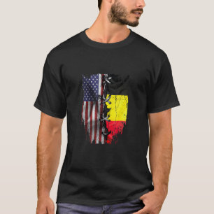 Camiseta Crecido en Estados Unidos Raíces Belgas Bandera de