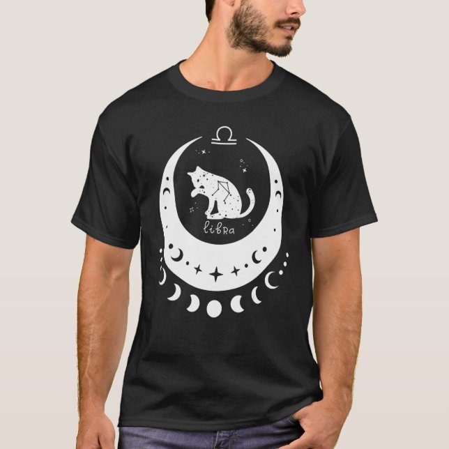 Camiseta Creciente del gato del Rótulo de astrología del ho (Anverso)