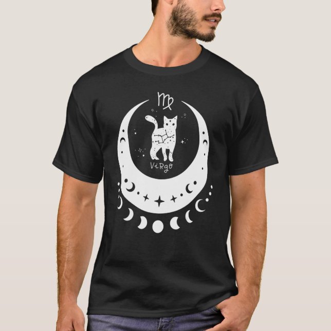 Camiseta Creciente del gato del Rótulo de Astrología del Ho (Anverso)