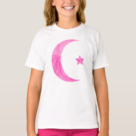 Camiseta creciente rosada de la luna y de la