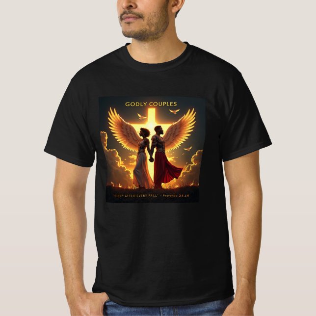 Camiseta Crecimiento Divino - Pareja Negra (Proverbios 24:1 (Anverso)
