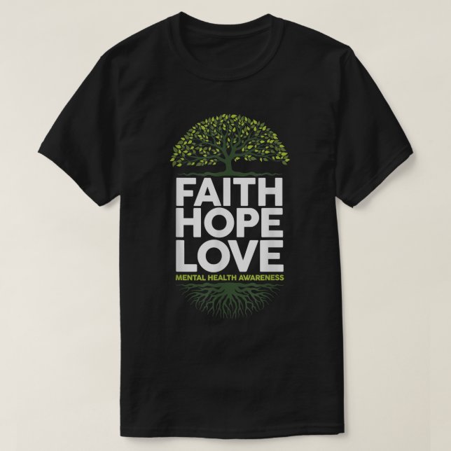 Camiseta Credo de árbol de cinta verde esperanza amor salud (Diseño del anverso)