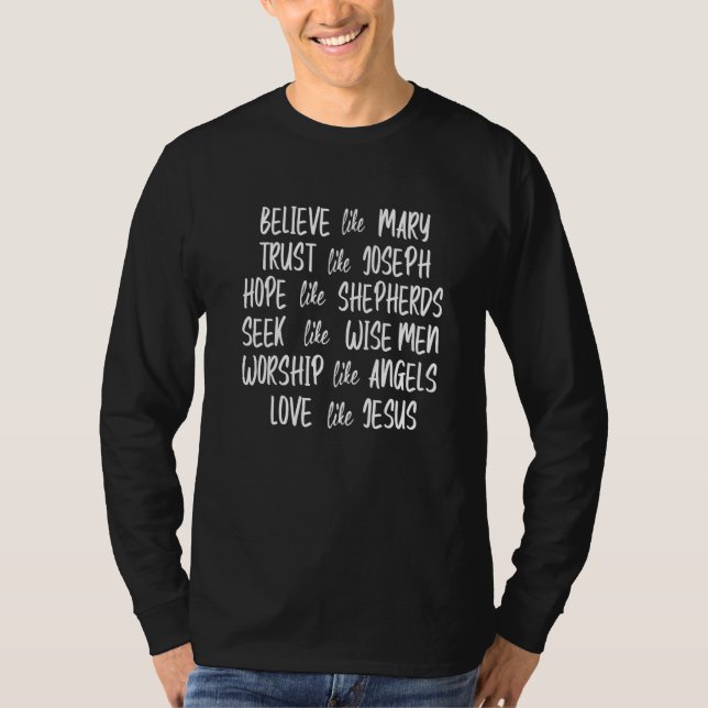 Camiseta Cree como María Confía como José Espera como los p (Anverso)