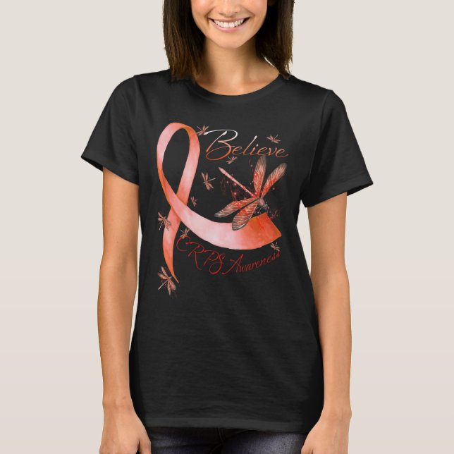 Camiseta Cree Crps Conciencia Naranja Ribbon Dragonfly Lov (Anverso)