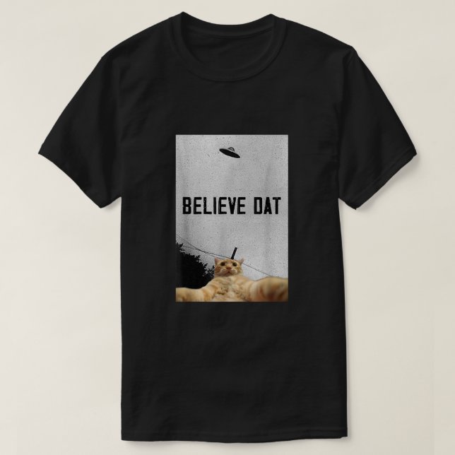 Camiseta Cree Dat Aliens UFO Dat UFO Funny Ufo Cat Selfi (Diseño del anverso)