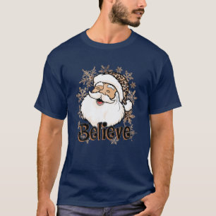 Camiseta Cree en el leopardo Santa Claus Santa Hat Navidade