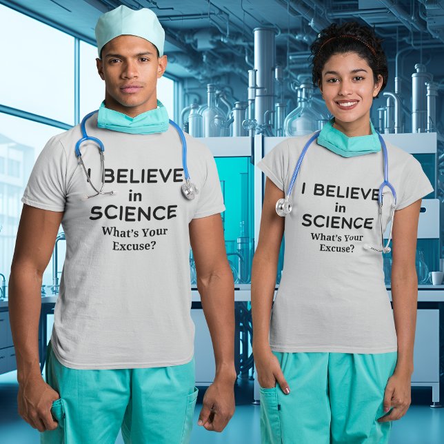 Camiseta Cree en la ciencia ¿Cuál es su vacuna de excusa BL (Believe in Science What's Your Excuse Vaccine BLK T-Shirt)