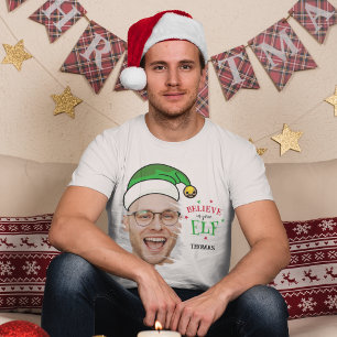 Camiseta Cree En La Diversión De Tu Foto De Elfo En Navidad