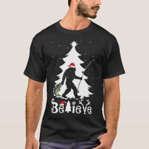 Camiseta Cree en los Navidades de la pesca a pie de página