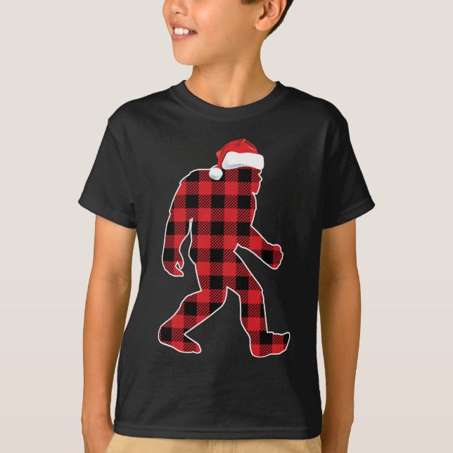 Camiseta Cree en los Navidades de la Red Plaid Bigfoot Sasq (Anverso)