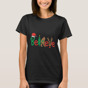 Camiseta Cree en los Navidades de renos de Sasquatch Santa