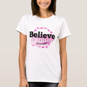 Camiseta Cree En Sí Mismo Acuarela Rosa Motivacional