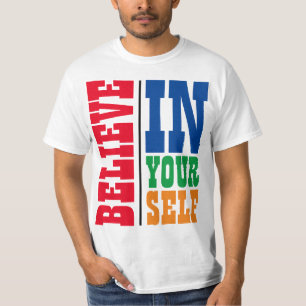 CAMISETA CREE EN TI MISMO TIPOGRAFÍA COLORIDA