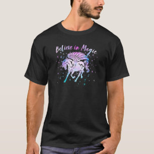 Camiseta Cree En Unicornio Mágico Pegaso Volador Alado Hor