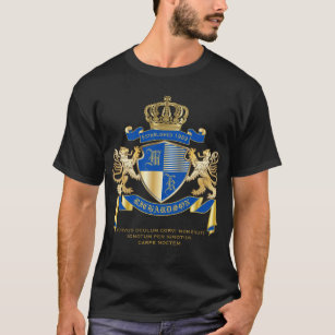 Camiseta Cree su propio emblema azul del león del oro del