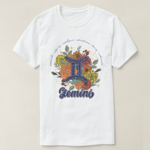 Camiseta Cree su propio Zodiac Gemini Floral Starry
