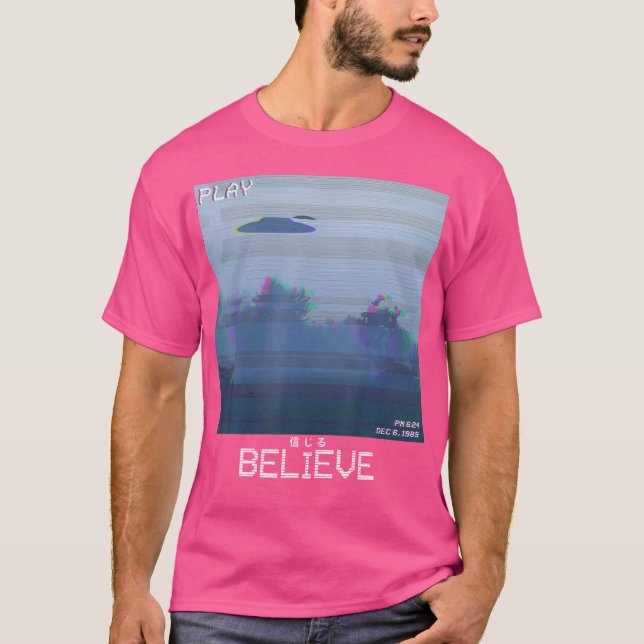 Camiseta Cree Ufo Vaporwave Synthwave 80S Retro Flying S (Anverso)