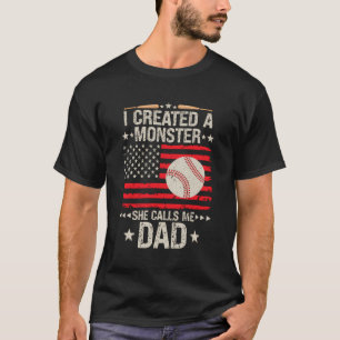 Camiseta Creé Un Monstruo Que Me Llamó Papá Béisbol Softb