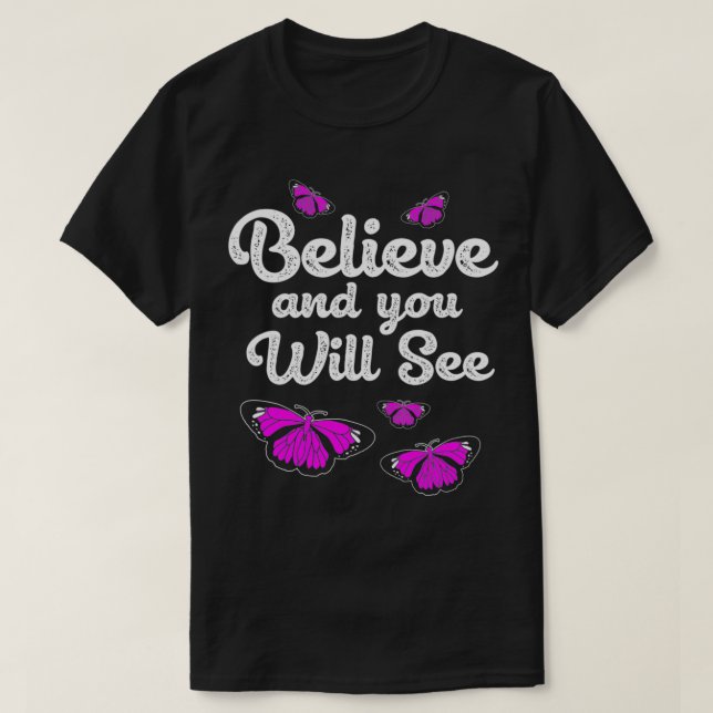 Camiseta Cree Y Verá Mariposa Monarca (Diseño del anverso)