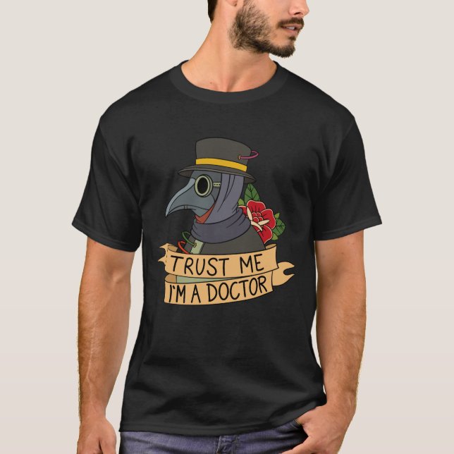 Camiseta Créeme soy una máscara de peste Steampunk médica (Anverso)