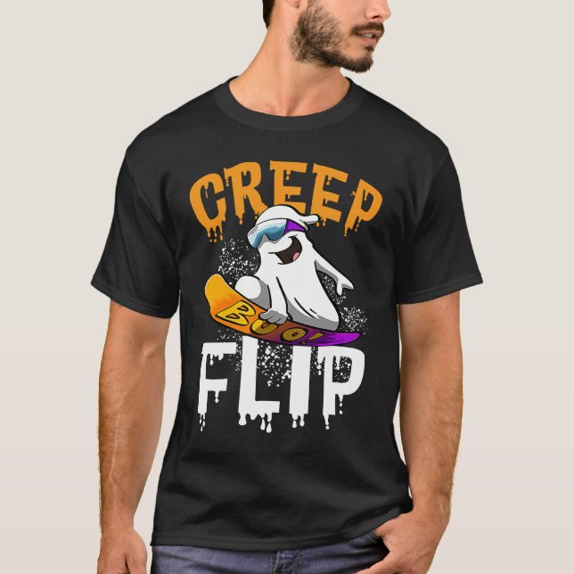Camiseta Creep Flip Ghost  Women Ghost Scary Halloween Day  (Anverso)