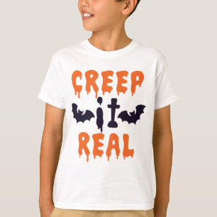 Camiseta "Creep it Real" diciendo con Bats Halloween