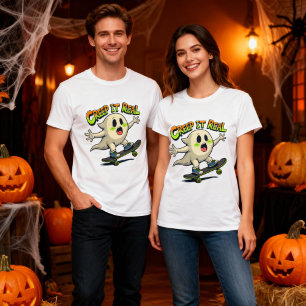 Camiseta Creep It Real Funny Halloween Ghost Skateboarding