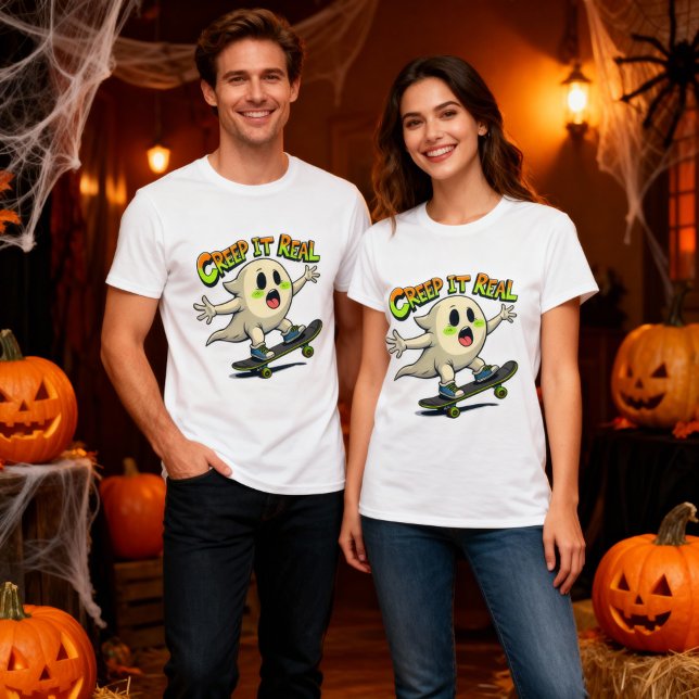 Camiseta Creep It Real Funny Halloween Ghost Skateboarding (Subido por el creador)