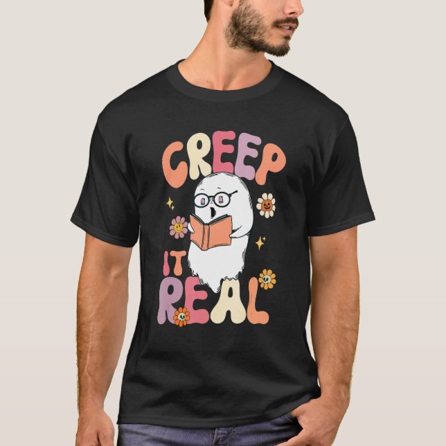 Camiseta Creep It Real Ghost Book Halloween Sweovy (Anverso)