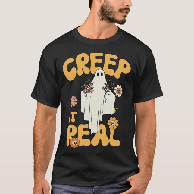 Camiseta Creep It Real Ghost Halloween Costume Floral Groov (Anverso)